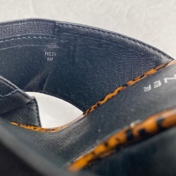 Donald Pliner Hedi Women's 8 M Black Brown Cross Strap Animal Print Wedge Sandal - Picture 3 of 11